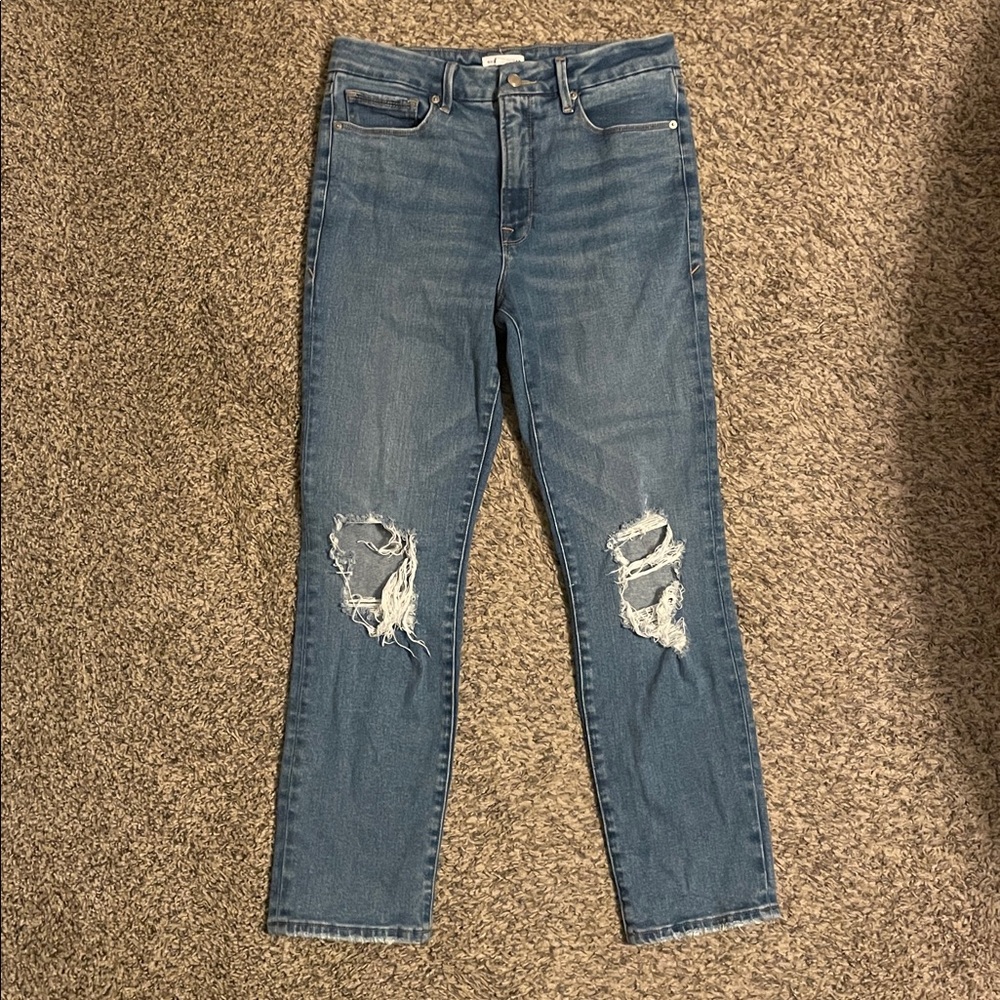 Good American distressed high rise jeans -size 8/29